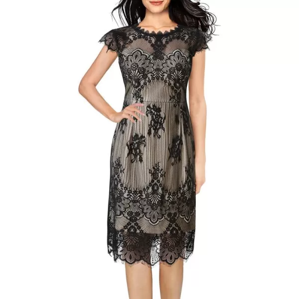 VFSHOWnbspWomensnbspContrastnbspFloralnbspLacenbspShiftnbspScallopednbspCrewnbspNecknbspSlimnbspCocktailnbspPartynbspDressBlack Floral Lace