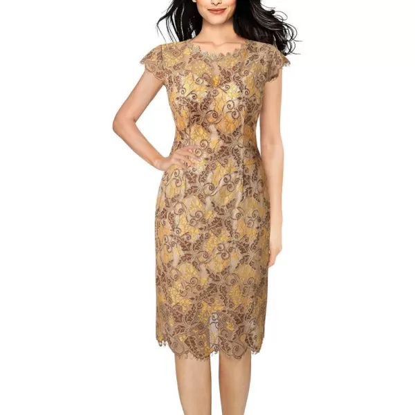 VFSHOWnbspWomensnbspContrastnbspFloralnbspLacenbspShiftnbspScallopednbspCrewnbspNecknbspSlimnbspCocktailnbspPartynbspDressYellow Floral Lace