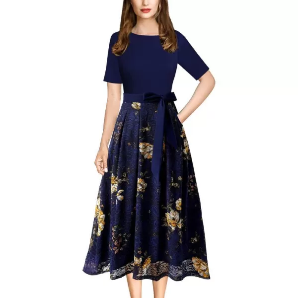 Dark Blue Floral Print Lace-2