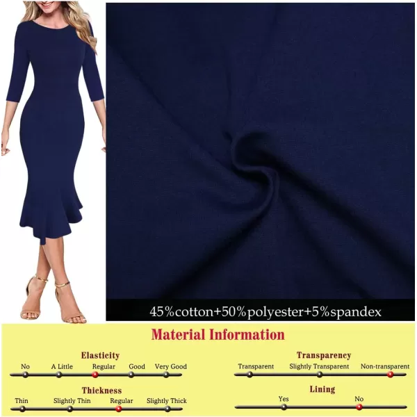 imageVFSHOW Womens Elegant Vintage Cocktail Party Mermaid Bodycon Midi MidCalf DressNavy Blue