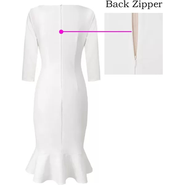imageVFSHOW Womens Elegant Vintage Cocktail Party Mermaid Bodycon Midi MidCalf DressOffwhiteIvory