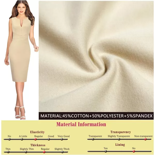 imageVFSHOW Womens Elegant Slim Front Zipper up Work Business Office Party Sheath DressBeige