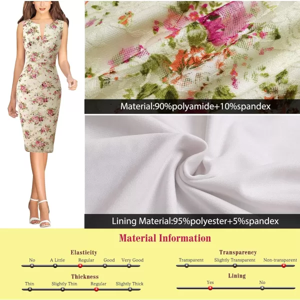 imageVFSHOW Womens Elegant Slim Front Zipper up Work Business Office Party Sheath DressBeige Lace  Pink Floral Print