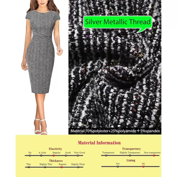 imageVFSHOW Womens Elegant Slim Front Zipper up Work Business Office Party Sheath DressBlack Tweed