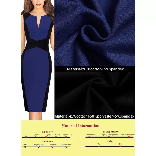 imageVFSHOW Womens Elegant Slim Front Zipper up Work Business Office Party Sheath DressBlack and Blue