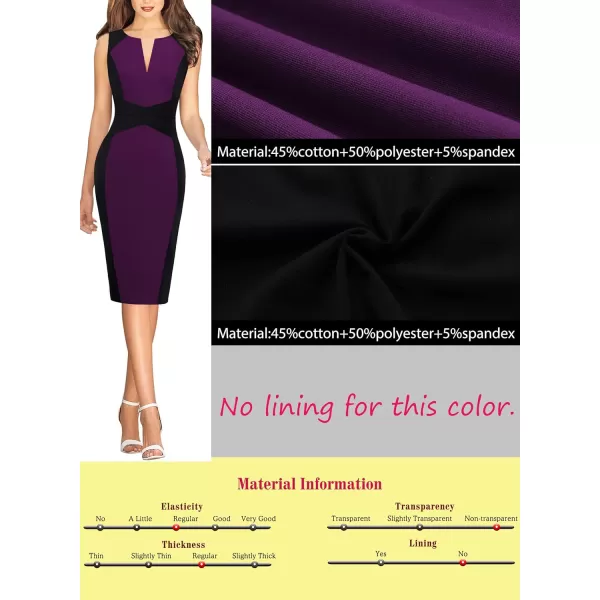 imageVFSHOW Womens Elegant Slim Front Zipper up Work Business Office Party Sheath DressBlack and Purple