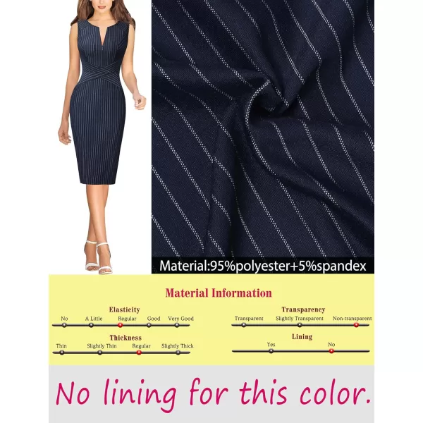 imageVFSHOW Womens Elegant Slim Front Zipper up Work Business Office Party Sheath DressBluewhite Striped