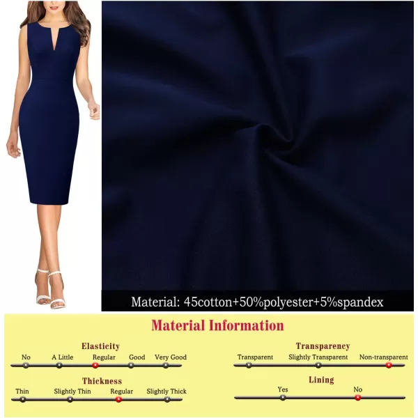 imageVFSHOW Womens Elegant Slim Front Zipper up Work Business Office Party Sheath DressDark Blue
