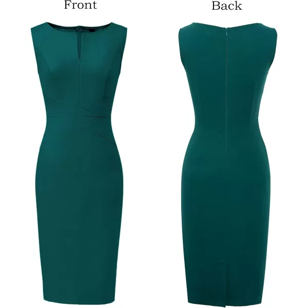 imageVFSHOW Womens Elegant Slim Front Zipper up Work Business Office Party Sheath DressDark Green