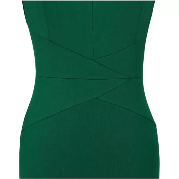 imageVFSHOW Womens Elegant Slim Front Zipper up Work Business Office Party Sheath DressGreen