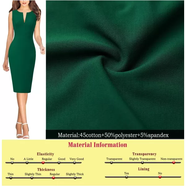 imageVFSHOW Womens Elegant Slim Front Zipper up Work Business Office Party Sheath DressGreen