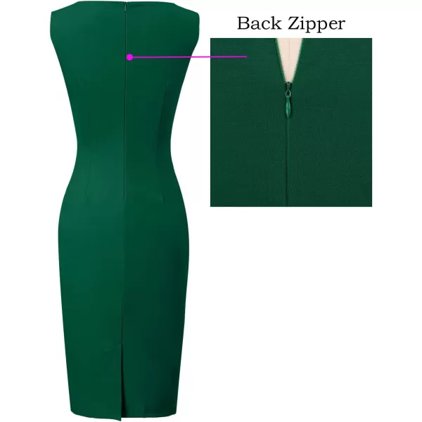 imageVFSHOW Womens Elegant Slim Front Zipper up Work Business Office Party Sheath DressGreen