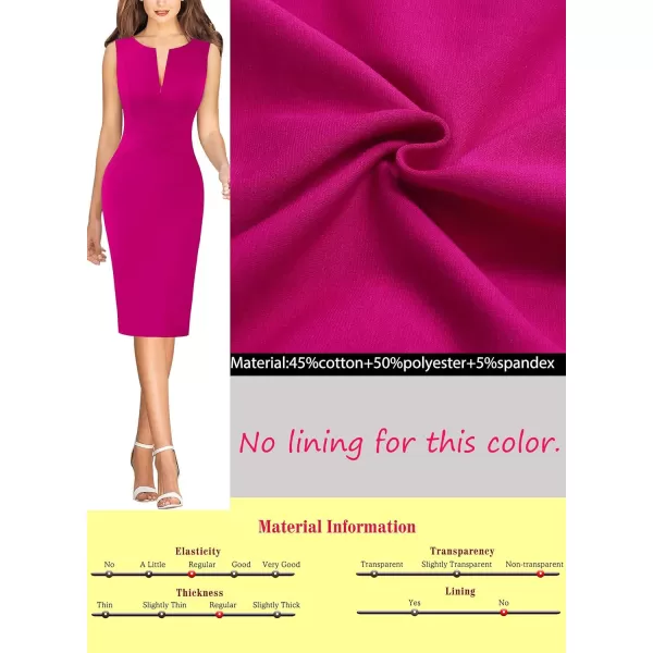 imageVFSHOW Womens Elegant Slim Front Zipper up Work Business Office Party Sheath DressHot Pink