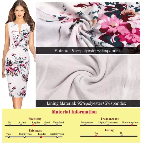 imageVFSHOW Womens Elegant Slim Front Zipper up Work Business Office Party Sheath DressOffwhitemulti Floral Print