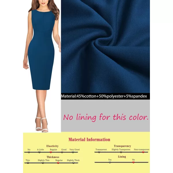 imageVFSHOW Womens Elegant Slim Front Zipper up Work Business Office Party Sheath DressPeacock Blue