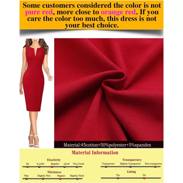 imageVFSHOW Womens Elegant Slim Front Zipper up Work Business Office Party Sheath DressRed