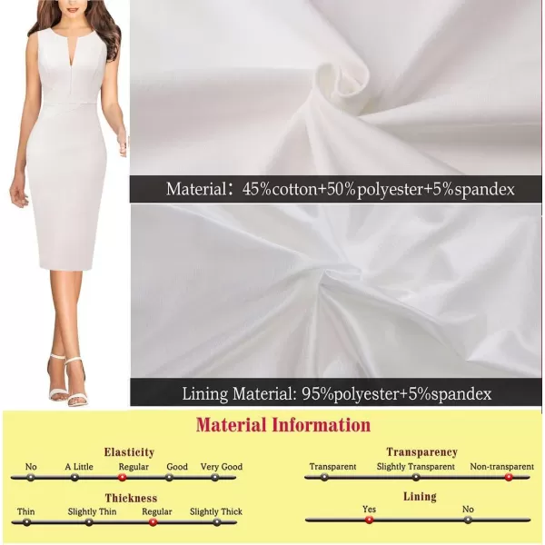 imageVFSHOW Womens Elegant Slim Front Zipper up Work Business Office Party Sheath DressSolid Offwhite