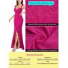 imageVFSHOW Womens Glitter Sweetheart V Neck Twist Front Backless Ruched Ruffle Slit Formal Evening Gown Maxi DressHot Pink Floral Lace