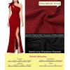 imageVFSHOW Womens 3D Flower One Shoulder Ruched Prom Formal Wedding Guest Maxi Dress 2023 Sexy Cocktail Split Cutout Evening GownSparkly Reda