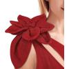 imageVFSHOW Womens 3D Flower One Shoulder Ruched Prom Formal Wedding Guest Maxi Dress 2023 Sexy Cocktail Split Cutout Evening GownSparkly Reda