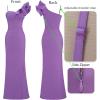 imageVFSHOW Womens Ruffle One Shoulder Strap Ruched Formal Prom Wedding Maxi Dress V Neck Elegant Split Cocktail Evening Long GownSolid Purple