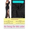 imageVFSHOW Womens Ruffle One Shoulder Strap Ruched Formal Prom Wedding Maxi Dress V Neck Elegant Split Cocktail Evening Long GownSparkly Blackb
