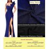 imageVFSHOW Womens Ruffle One Shoulder Strap Ruched Formal Prom Wedding Maxi Dress V Neck Elegant Split Cocktail Evening Long GownSparkly Blueb