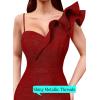 imageVFSHOW Womens Ruffle One Shoulder Strap Ruched Formal Prom Wedding Maxi Dress V Neck Elegant Split Cocktail Evening Long GownSparkly Redb