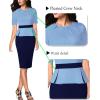 imageVFSHOW Womens Pleated Crew Neck Peplum Work Business Office Church Bodycon Pencil Sheath DressLight Blue and Navy Blue