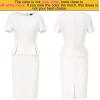imageVFSHOW Womens Pleated Crew Neck Peplum Work Business Office Church Bodycon Pencil Sheath DressOffwhite