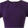 imageVFSHOW Womens Pleated Crew Neck Peplum Work Business Office Church Bodycon Pencil Sheath DressPurple