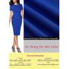 imageVFSHOW Womens Pleated Crew Neck Peplum Work Business Office Church Bodycon Pencil Sheath DressRoyal Blue
