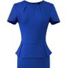imageVFSHOW Womens Pleated Crew Neck Peplum Work Business Office Church Bodycon Pencil Sheath DressRoyal Blue