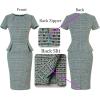 imageVFSHOW Womens Pleated Crew Neck Peplum Work Business Office Church Bodycon Pencil Sheath DressTeal Green Plaid Tweed