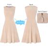 imageVFSHOW Womens Elegant Front Zipper Slim Work Business Office Party Cocktail Skater ALine DressApricot Knitcream Stripes