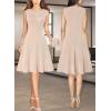 imageVFSHOW Womens Elegant Front Zipper Slim Work Business Office Party Cocktail Skater ALine DressApricot Knitcream Stripes