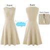 imageVFSHOW Womens Elegant Front Zipper Slim Work Business Office Party Cocktail Skater ALine DressBeige Knit