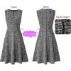 imageVFSHOW Womens Elegant Front Zipper Slim Work Business Office Party Cocktail Skater ALine DressBlack and White Tweed
