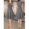 imageVFSHOW Womens Elegant Front Zipper Slim Work Business Office Party Cocktail Skater ALine DressBlack and White Tweed