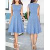 imageVFSHOW Womens Elegant Front Zipper Slim Work Business Office Party Cocktail Skater ALine DressBlue Tweed