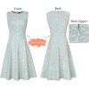 imageVFSHOW Womens Elegant Front Zipper Slim Work Business Office Party Cocktail Skater ALine DressBlueoff White Tweed
