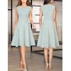 imageVFSHOW Womens Elegant Front Zipper Slim Work Business Office Party Cocktail Skater ALine DressBlueoff White Tweed