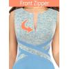 imageVFSHOW Womens Elegant Front Zipper Slim Work Business Office Party Cocktail Skater ALine DressBlueoff White Tweed and Light Blue