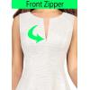 imageVFSHOW Womens Elegant Front Zipper Slim Work Business Office Party Cocktail Skater ALine DressOff White Tweed