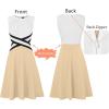 imageVFSHOW Womens Elegant Front Zipper Slim Work Business Office Party Cocktail Skater ALine DressOff Whiteblackapricot