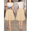 imageVFSHOW Womens Elegant Front Zipper Slim Work Business Office Party Cocktail Skater ALine DressOff Whiteblackapricot
