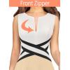 imageVFSHOW Womens Elegant Front Zipper Slim Work Business Office Party Cocktail Skater ALine DressOff Whiteblackapricot