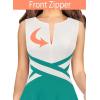 imageVFSHOW Womens Elegant Front Zipper Slim Work Business Office Party Cocktail Skater ALine DressOff Whitelake Green