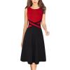 imageVFSHOW Womens Elegant Front Zipper Slim Work Business Office Party Cocktail Skater ALine DressRed and Black