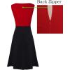 imageVFSHOW Womens Elegant Front Zipper Slim Work Business Office Party Cocktail Skater ALine DressRed and Black